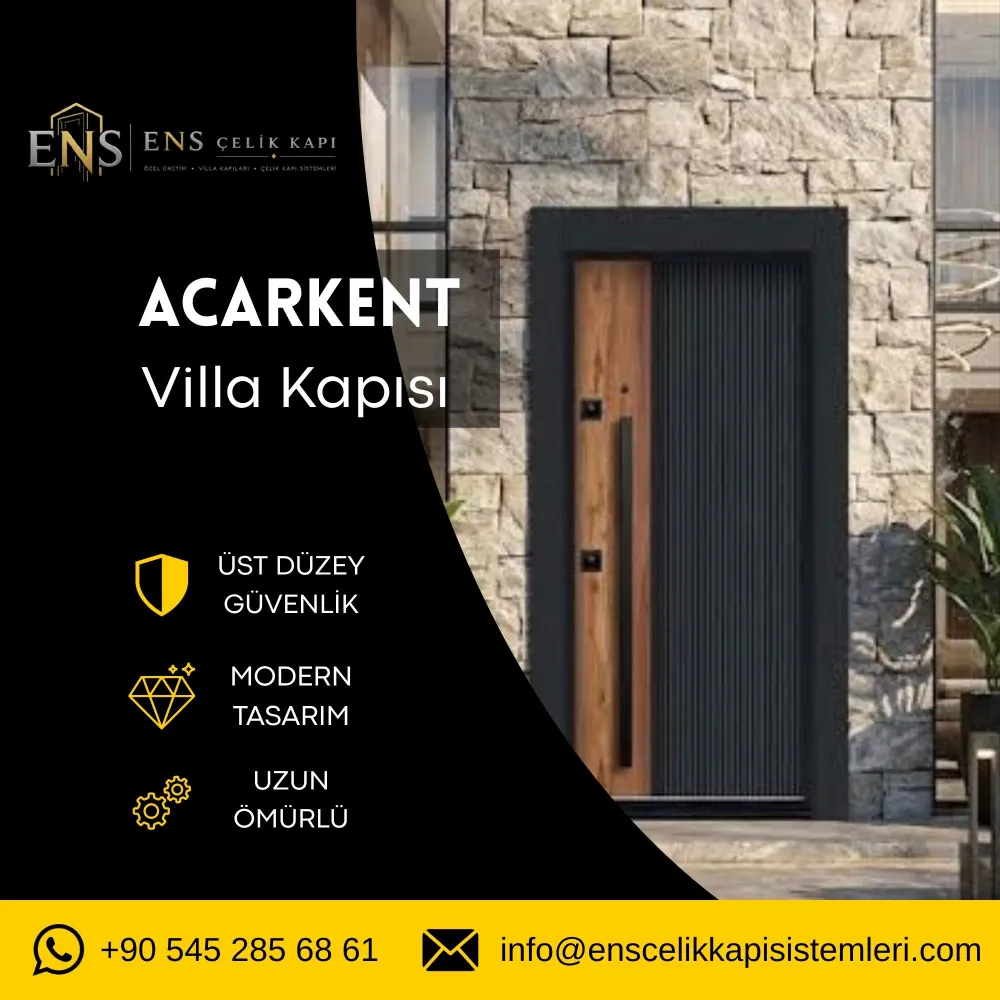 Acarkent villa kapısı için özel ölçü modern çelik villa kapısı modeli