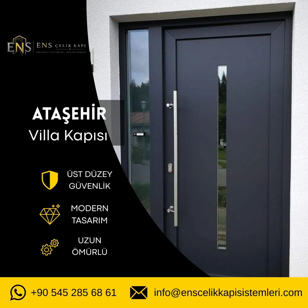 Ataşehir villa kapısı için modern ve güvenli çelik villa kapısı modeli