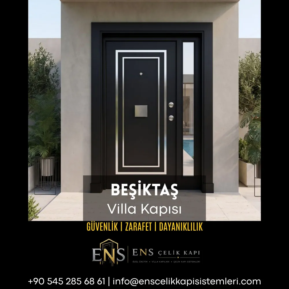 Beşiktaş villa kapısı için prestijli ve dış iklime dayanıklı çelik villa kapısı modeli