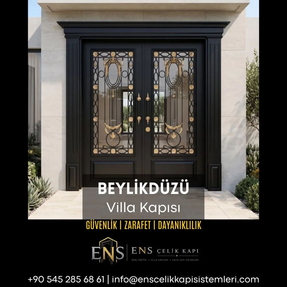 Beylikdüzü villa kapısı için modern ve güvenli çelik villa kapısı modeli.