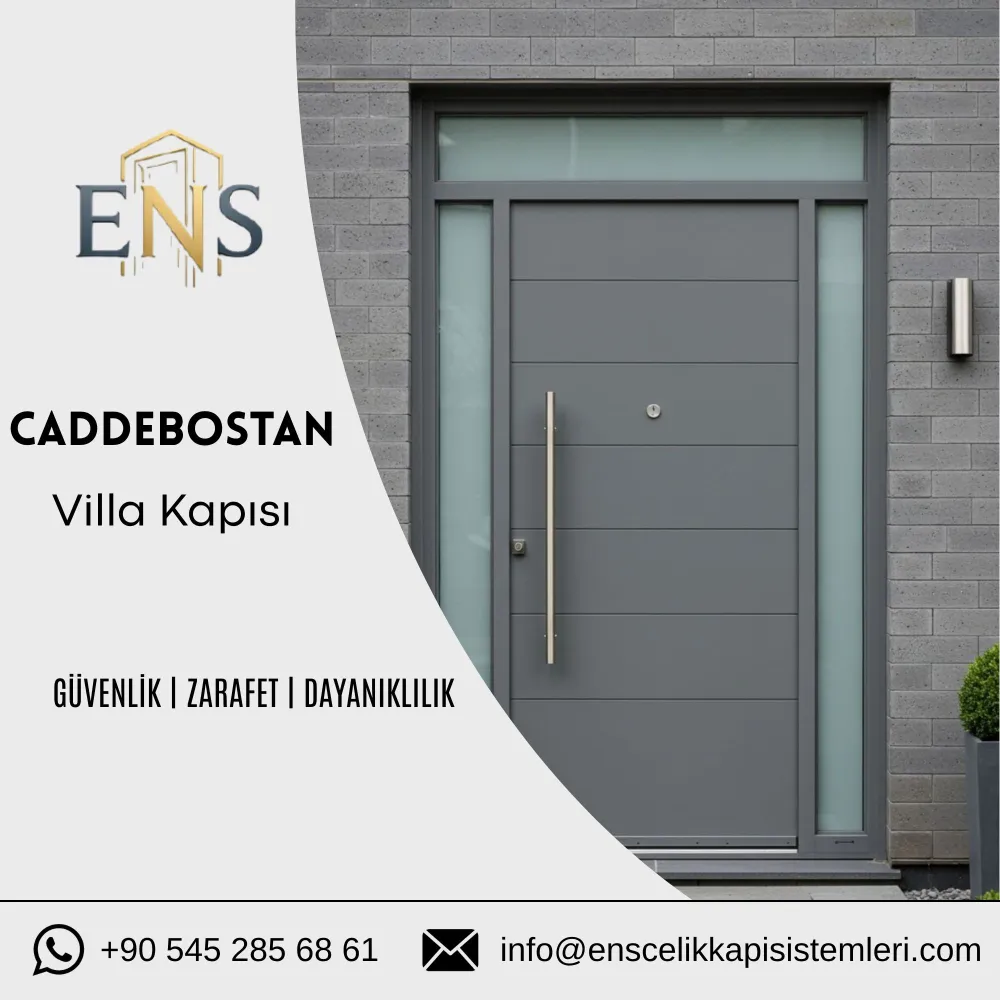 Caddebostan villa kapısı için modern ve güvenli çelik villa kapısı modeli.