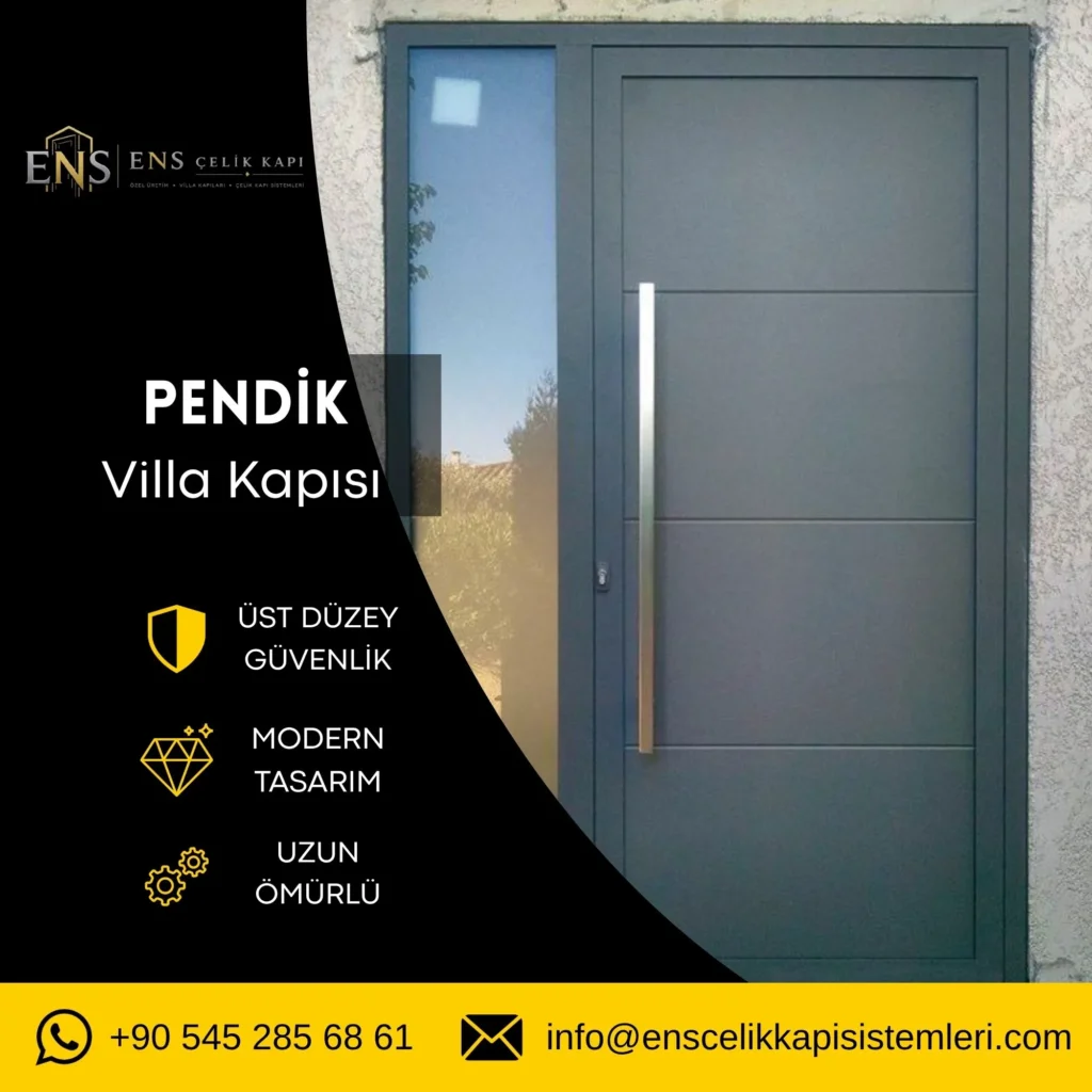 Pendik villa kapısı için modern ve güvenli çelik villa kapısı modeli.
