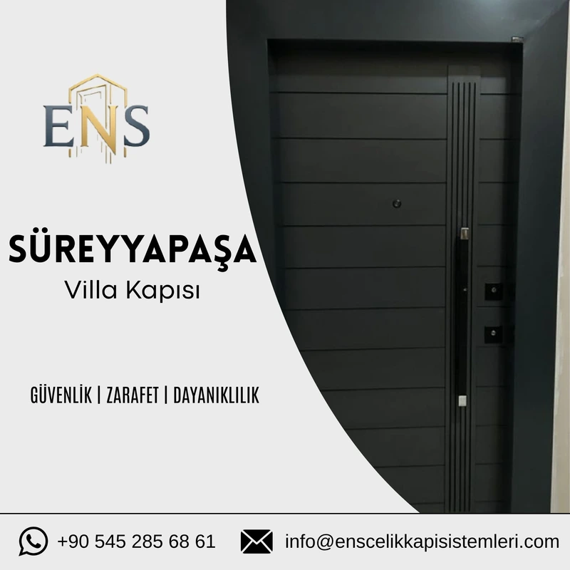 Süreyyapaşa villa kapısı için doğaya uyumlu modern çelik villa kapısı modeli.
