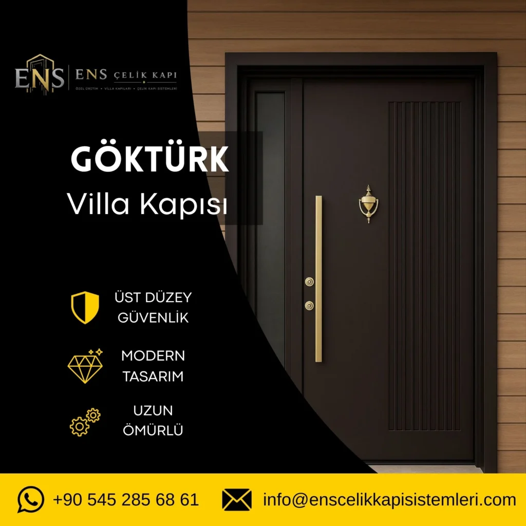 Göktürk villa kapısı için modern ve dış iklime dayanıklı çelik villa kapısı modeli